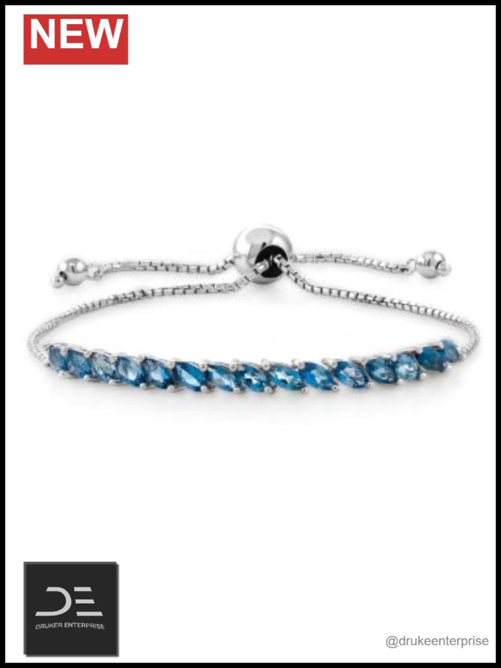 925 Sterling Silver London Blue Topaz Tennis Bracelet